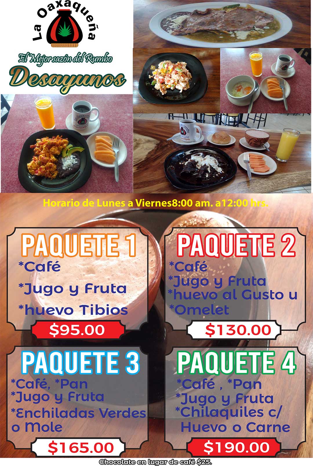 Desayunos - Paquetes - Restaurante La Oaxaqueña